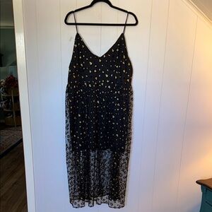 Never Fully Dressed Black and Gold Midi Dress